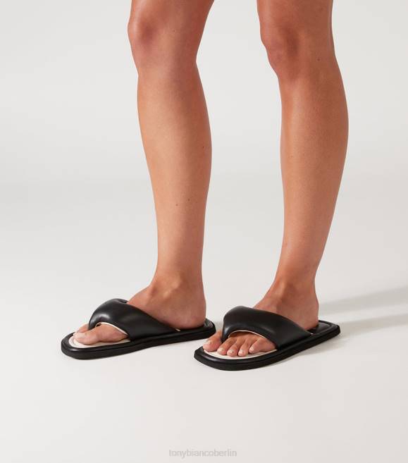 Sandalen| de Tony Bianco Frauen Nikki-Wohnungen schwarzes Nappaleder 4624655